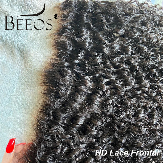 Water Wave Skinlike 13X6 HD Lace Frontal Only Deep Curly Pre-plucked 5x5 HD Lace Closure Only Brazilian Human Hair Bleached Knots