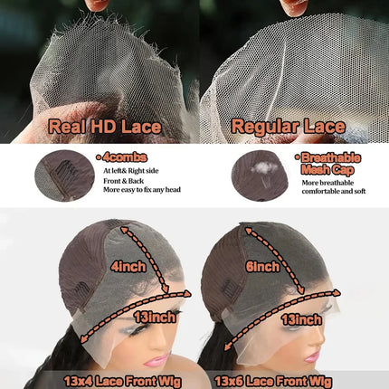 Straight Lace Front Wigs Human Hair 250% Density 13x4 Full Frontal Transparent HD Lace Wig Glueless Wigs 13x6 Lace Frontal Wigs