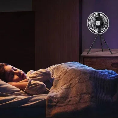 Portable 1200mAh Rechargeable Camping Fan with Power Bank Function Wireless Desktop Ceiling Circulator Electric Fan with Lightin