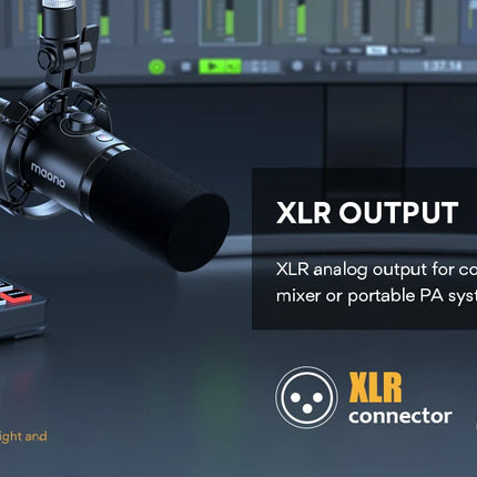 maono PD200X XLR/USB Dynamic Microphone for Gaming Recording Streaming Youtube Metal Mic with Software Tap-to-Mute Gain Knob