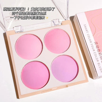 Smart 4-Color Matte Blush Palette – Natural Glow, Easy to Blend, Lightweight Cheek Color for Nude Makeup & Festival Looks