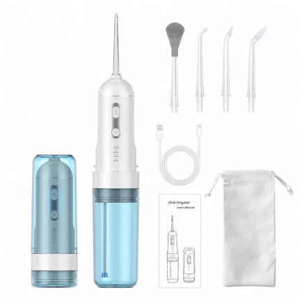 Portable Cordless Oral Irrigator Water Flosser 200ml Water Tank 4 Modes IPX7 Waterproof USB-C Rechargeable With Tongue Cleaning