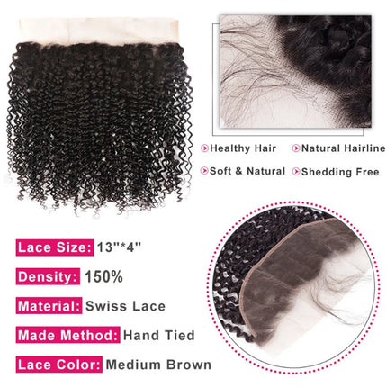 16A Lace Frontal Only 13x4 Water Wave Closure Human Hair Brazilian Lace Front Closure Deep Water Kinky Curly Straight Wave Lace