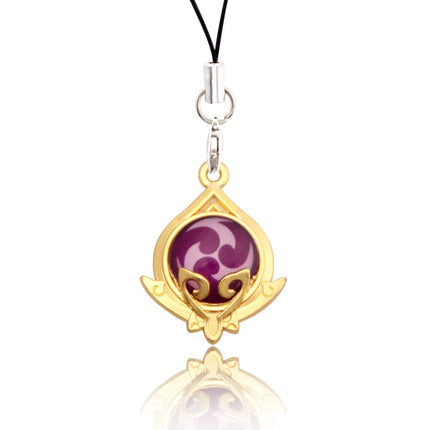 Genshin Impact Hanging Rope Pendant Keychain Eye Of God Seven Elements Double Sided Glass Pendant Keyring Cell Phone Charm