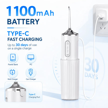 Portable Mini Water Flosser Foldable Travel Oral Irrigator For Kids Adults 4 Level Adjustment 200ml USB C IPX7 Cordless