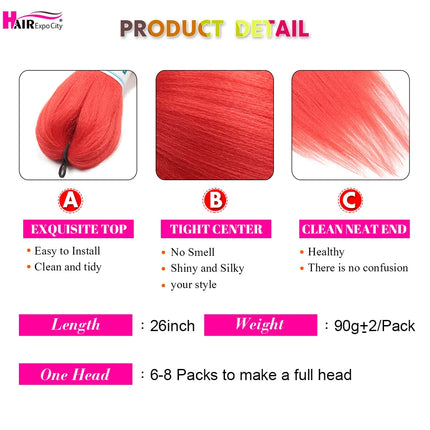 Easy Braids 26Inch Synthetic Jumbo Braids Hair Extensions Ombre Colorful Braiding Hair Pre Stretched Hair Expo City