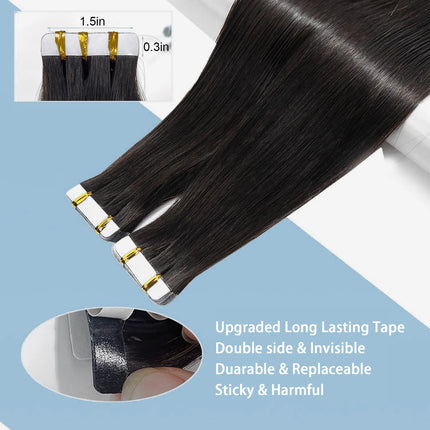 Straight Tape In Hair Extensions Skin Weft Tape In Hair Extensions 20Pcs 50G/Pack Adhesive Invisible 100% Real Human Hair Women