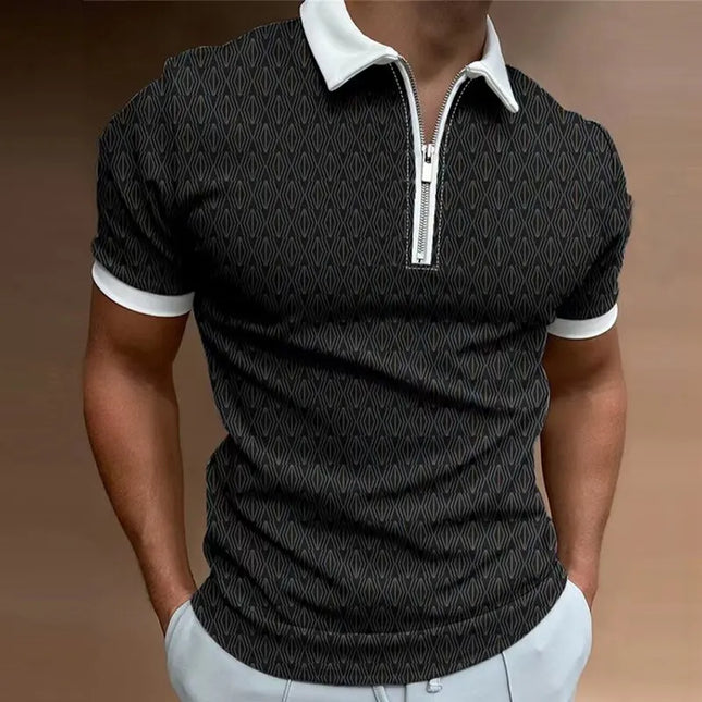 Summer Men's  Short Sleeved Lapel  Polo  Shirt  Fashionable and Casual Men's Top  100% Polyester Fiber