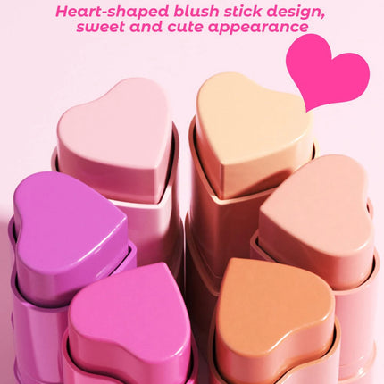 YOUNG VISION 6-Color Matte Heart Blush, Contour Stick, Face Sculpting Mousse Blush, and Lipstick 3-in-1, gift 1pcs makeup brush