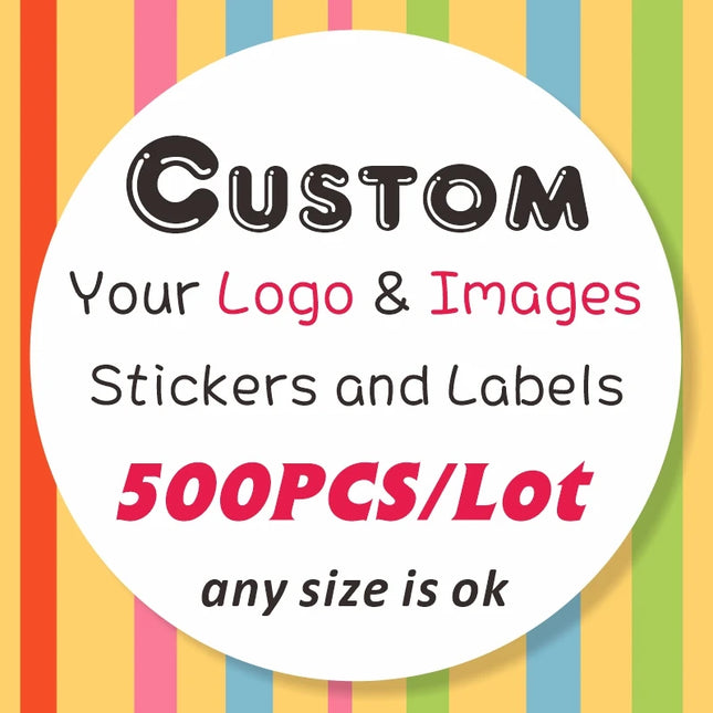 500PCS Custom Stickers and Customized Logo Wedding Birthday Gift Box Stickers DIY Your Own Stickers Personalize Stickers