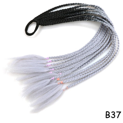 AZQUEEN Synthetic Rainbow Color Braided Ponytail For Girls Hair Elastic Rubber Band 60CM Braid Pony Tail Hair Extensions