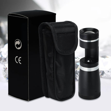 Professional 10x Darkfield Loupe for Gemstone Identification, Triplet Lens with Built-in LED, Compact Aluminum Body,Jewelry Tool