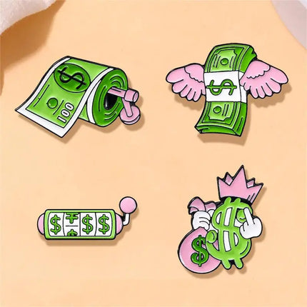 Cartoon Creative US Dollar Shape Enamel Brooch Backpack Clothing Decoration Cute Quirky Design Alloy Lapel Pin Badge Accessories