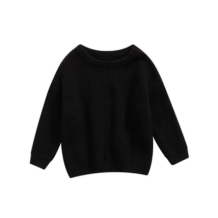 MISOWMNJOY Children Boy Girl Knit Sweater for Winter Kids Clothes Causal Solid Color Long Sleeve Pullover Tops Toddler Jumpers