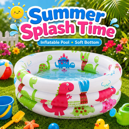1PC Cute Dino Inflatable Pool, Portable Paddling Pool, Soft Bottom, Foldable Outdoor Summer Water Play Pool