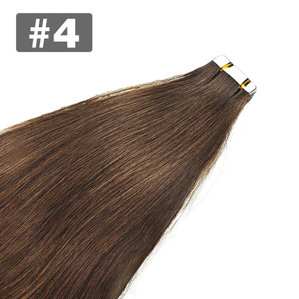Dark Brown Tape In Hair Extensions Human Hair 20pcs 100% Remy Human Hair Straight Seamless Invisible Tape In Hair Extensions