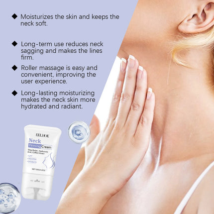 EELHOE Roll-On Firming Neck Massage Cream Daily Hydrating Nourishing Skin Care Lotion, Mild Gentle Moisturizing Care for Neck Area, Effectively Lift & Tighten Sagging Neck Skin, Fade Wrinkles & Fine Lines, Smooth Neck Texture