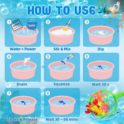 Kiditos Magic Water Elf Toy Kit – Squishies for Kids, 20 Gels & 10 Molds, Magic Gel Water Pets Sensory DIY Craft Kit, Party Favors & Summer Gifts for Kids Ages 3+