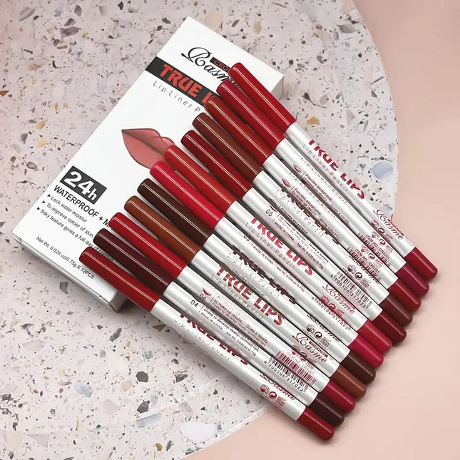 Two Sets Of 24 Sets Of A Full Range Of Brown - Red - Pink Lip Liner Lip stick Smooth Outline Christmas gift