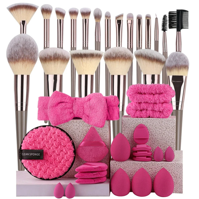 Premium Makeup Brushes Set, Including Makeup Brushes, Hairband Wrist Sponge Ball Powder Puff Silicone Cleaning Makeup Brush Tool