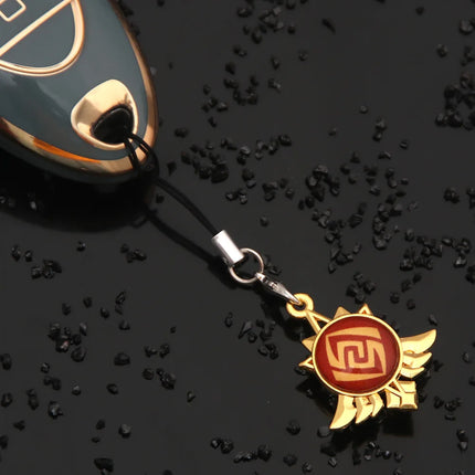Genshin Impact Hanging Rope Pendant Keychain Eye Of God Seven Elements Double Sided Glass Pendant Keyring Cell Phone Charm