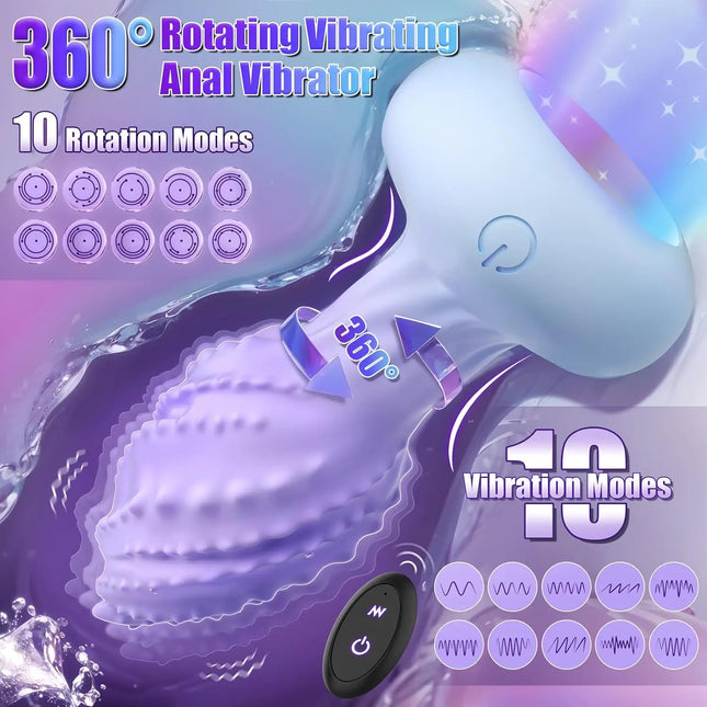 Anal Vibrator Butt Plug Adult Sex Toy for Men Women 360° Rotation Adult Sex Anal Remote Toys Prostate Massager for Gay Couples