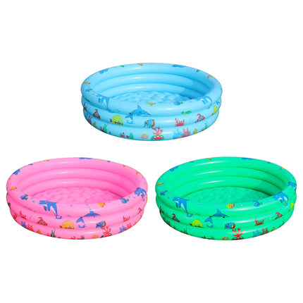 1PC Blue Ocean Inflatable Swimming Pool Round, Portable Above Ground Pool, Thickened PVC Outdoor Backyard Summer Water Play Pool