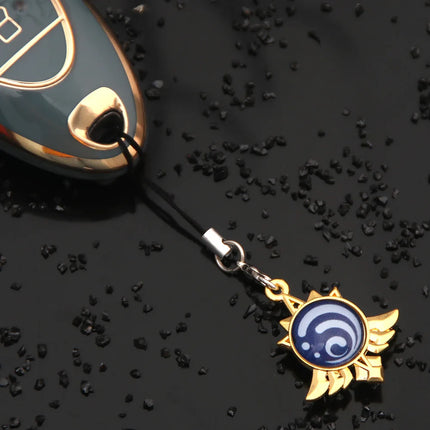 Genshin Impact Hanging Rope Pendant Keychain Eye Of God Seven Elements Double Sided Glass Pendant Keyring Cell Phone Charm