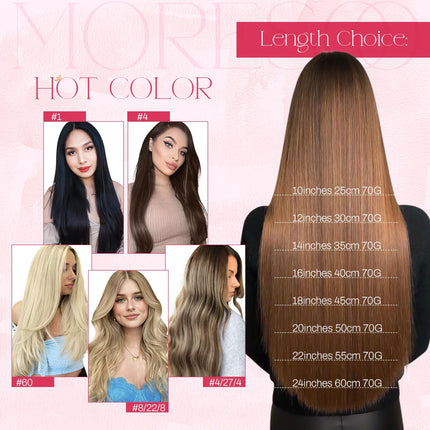 [Hot Sale] Moresoo Clip in Hair Extensions Real Natural Hair Remy Straight Set 5&7 Pcs Brazilian Clip in Human Hair Extensions