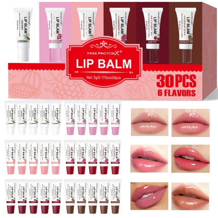 30pcs Lip Balm Set Hydrating and Moisturizing Natural Gloss and Moisturizing Dry Lips Suit Great Gift for Women on Valentine's D