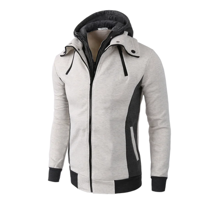 2023 Zipper Men Jackets Autumn Winter Casual Fleece Coats Bomber Jacket Scarf Collar Fashion Hooded Male Outwear Slim Fit Hoody