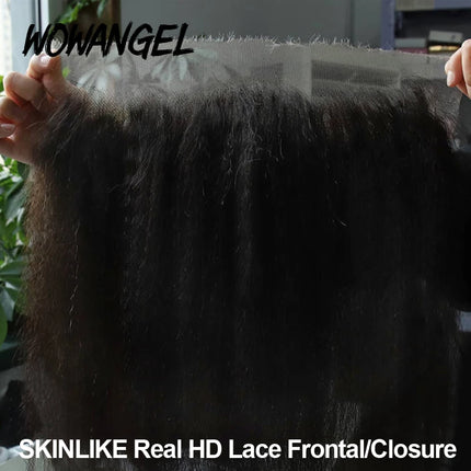 WOWANGEL HD Lace Invisible Real HD Lace Kinky Straight 13x4 13x6 HD Lace Frontal Only Pre Plucked 5x5 6x6 Lace Closure Melt Skin