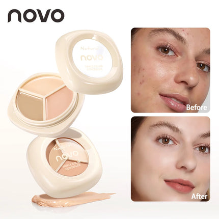Three-color concealer palette, waterproof and long-lasting contouring effect, lightweight texture, can cover dark circles
