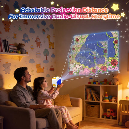 Story Projector Complete With 6 Story Cards and a Built-in Audio Player, Is a Perfect Gift Toy for Toddlers and Children