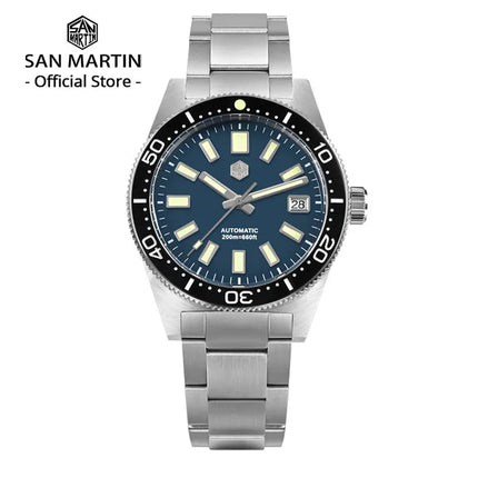 San Martin 62mas Diver Watch 39mm Classic NH35 Men Automatic Mechanical Watches Sapphire Waterproof 200m  SLN C3 Luminous SN0007