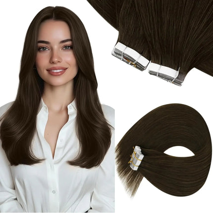 VeSunny Tape in Hair Extensions Human Hair Balayage Color Real Natural Hair Skin Weft Straight Seamless Remy Hair Extensions