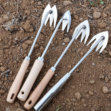 Stainless Steel Grass Rooting Weeding Tool Garden Hook Puller With Handle For Easily Removing Weeds Planting Shovel Harvesting
