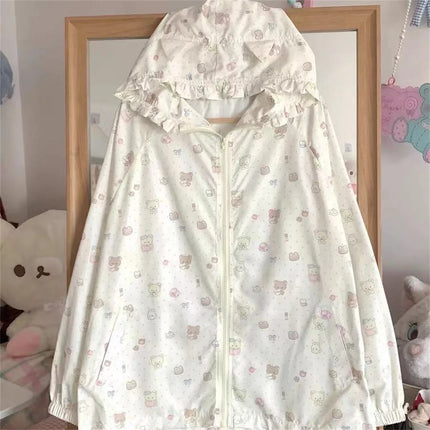 Japanese Y2k Hoodies Jackets Women Clothes Polka Dot Cat Print Sweatshirts 2026 Ropa Mujer Casual Chic Hooded Cute Hoodie Tops