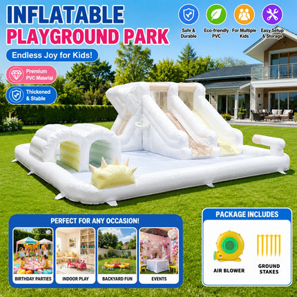 Inflatable Bounce House with Slide Pool Children Playhouse Inflatable Castle with Blower for Summer Party Outdoor Colorful Pool