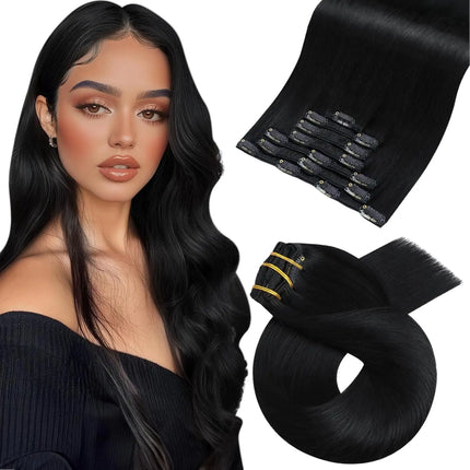 [Hot Sale] Moresoo Clip in Hair Extensions Real Natural Hair Remy Straight Set 5&7 Pcs Brazilian Clip in Human Hair Extensions