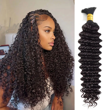 100g Deep Wave Human Hair Bulk For Braiding No Weft Bundles Human Braiding Hair For Boho Braids Raw Human Hair Extensions