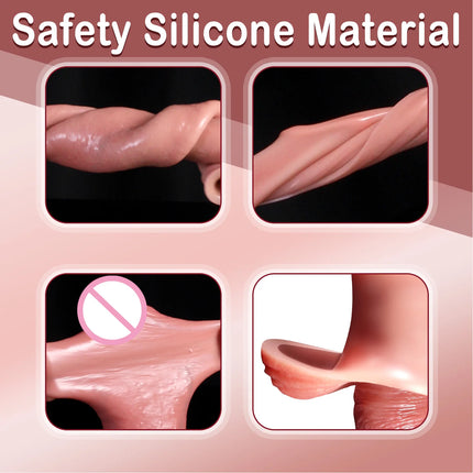Soft Silicone Condom Enlargement Penis Sleeve Realistic Penis Extender Sex Toys for Men Sexual Tools Reusable Condom Cock Sleeve
