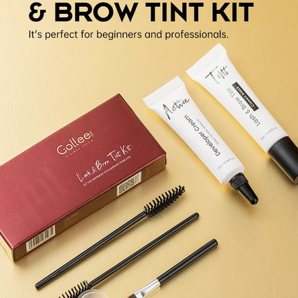 Gollee Classic Black Natural Lash and brow Tinting Set Lasting Waterproof Eyelash Fast Tint Kit Enhancers Easy Dye Makeup Tools