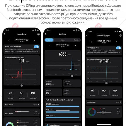 Ring for men women, pedometer, calorie counter, heart rate, sleep, oxygen and stress monitoring, compatible with Samsung,