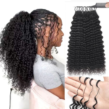 Deep Wave Feather Crochet Human Hair For Braiding Boho Braids 100% Human Hair Extension Pre-Separated Miracle Knots Crochet Hair