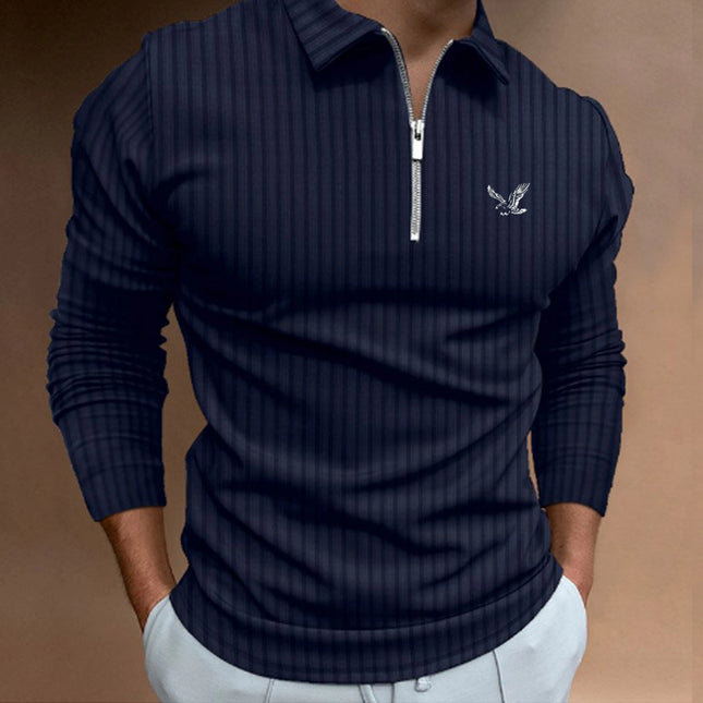 New Spring and Autumn Polo Shirt Men's Casual Polo Shirt Fashion Short Sleeve Zipper Printed Polo Shirt Personalized Men's Top
