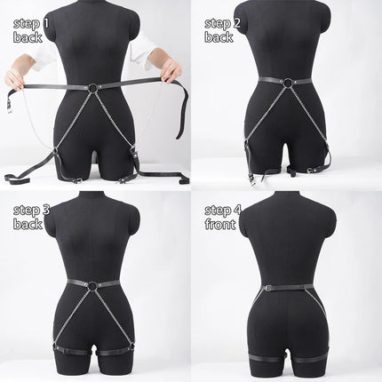 Leathet Chain Belt For Women Goth Corset Leather Belt with Chain Valentine's Day Gift Party Outfit Sexy Lingerie Accessories