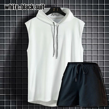 Women's Sleeveless Shirts Hooded Sports Fitness Tops Loose Quick-Drying Breathable Casual Running Yoga Tank Top