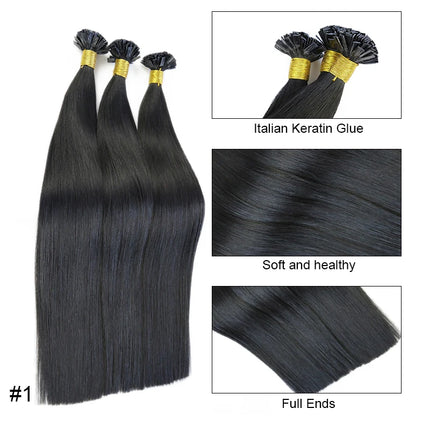 Straight Human Hair Extension By Fusion Flat Tip Keratin Capsules 0.8g/ 1g/Strand 50pcs Natural Hair Extension Ombre Blond Color
