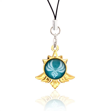 Genshin Impact Hanging Rope Pendant Keychain Eye Of God Seven Elements Double Sided Glass Pendant Keyring Cell Phone Charm